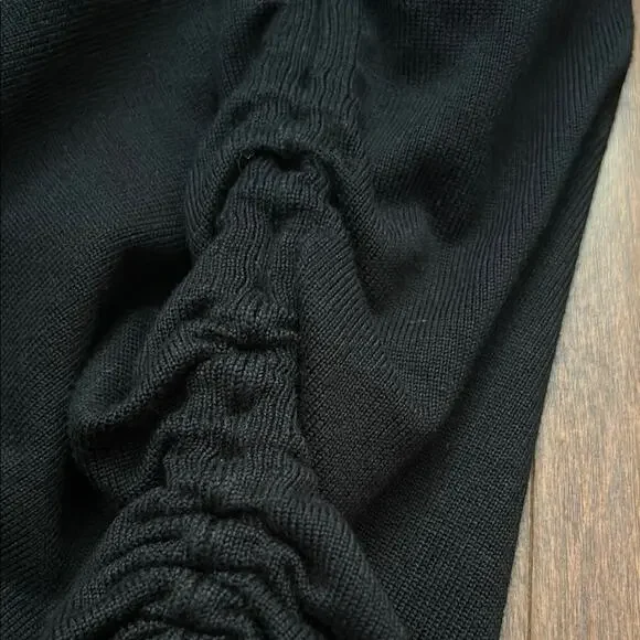 Abercrombie & Fitch Black Long Sleeve Knit Dress, Side Cinched, Size Small Tall - Picture 5 of 9